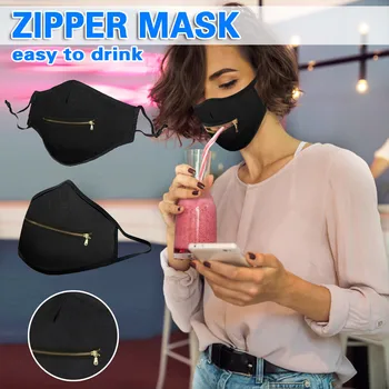 

Zipper Mask Easy To Drink Washable Anti-dust Protective Mask Men & Women Adjustable Reusable Breathable Outdoor Face Mouth Mask
