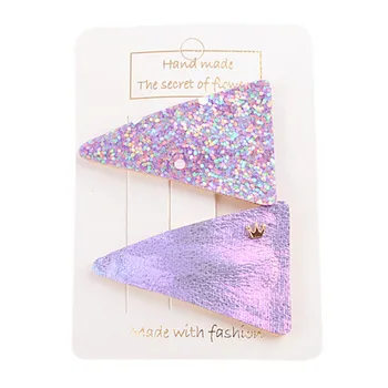 

2Pcs Cute Baby Girl Hair Clips Triangle Pattern Concise Casual All-match Solid Color Sweet Hair Clip Decoration