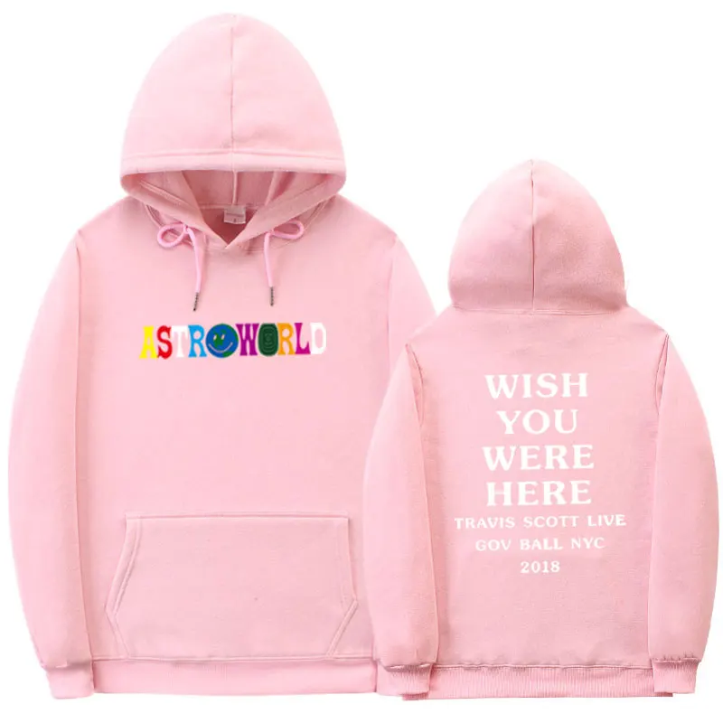 Трэвиса Скотта ASTROWORLD WISH YOU WAS HERE толстовки наборы уличная флисовая толстовка спортивные штаны Мужские Женские худи и брюки S-3XL - Цвет: Pink MS65