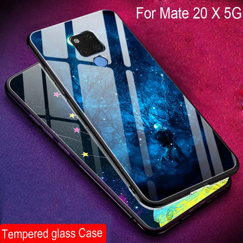 Чехол из закаленного стекла для huawei mate 20X5G Мягкая силиконовая задняя крышка чехол