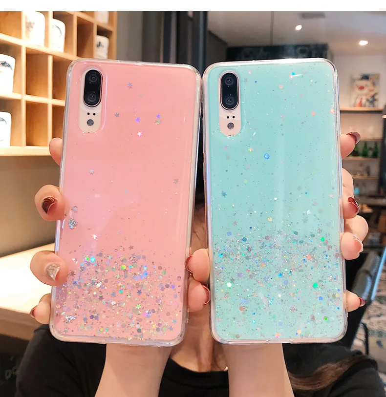 Мягкий силиконовый чехол сверкающий с блестками для huawei mate 20 P10 Plus P20 P30 Lite Pro honor V 10 20 Pro Lite Nova 3i 3 4 e Sequins Cover