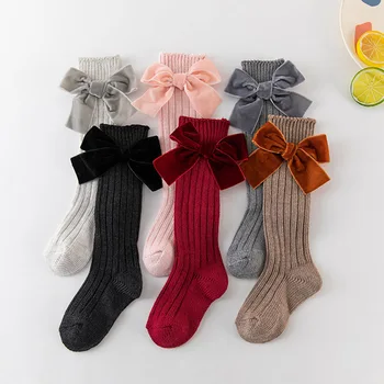 

2020 Baby Summer Clothing Kids Toddlers Girls Big Bow Knee High Long Soft Cotton Lace Baby Socks Bowknot Cotton Socks