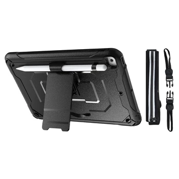 

For iPad Mini4 Tablet PC Case TPU Shockproof Protective Back Cover with Pen Slot /Shoulder Strap Tablet Stand Case