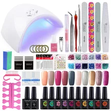 Набор для ногтей 36 Вт УФ-лампа 10 цветов впитывающий гель для ногтей топ-покрытие комплект гель-лаков для ногтей маникюрный набор Электрический маникюрный набор ручка