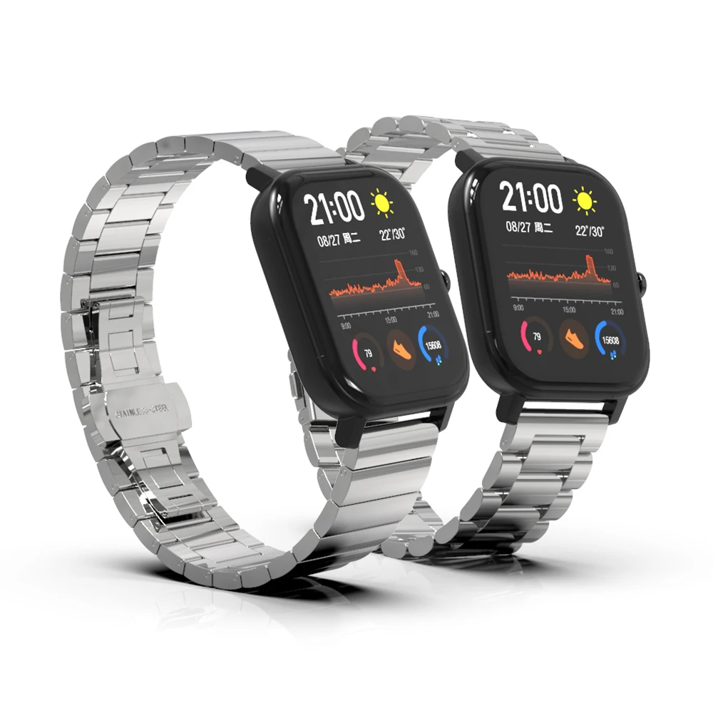 Ремешок для Amazfit GTS Bip металлический браслет из нержавеющей стали Huami GTR 42 мм
