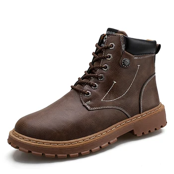 

new design men leisure genuine leather boots non-slip platform tooling shoes spring autumn ankle boot zapatos de hombre bota man