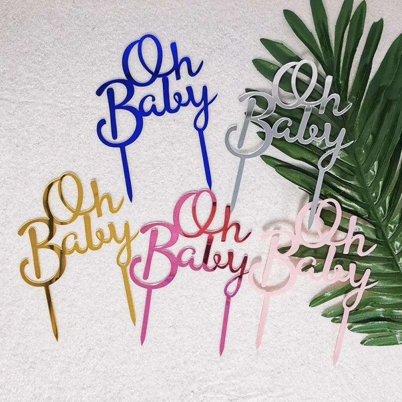 5 шт. Цвет: розовый золотистый Акрил &quotс надписью Oh Baby&quot Топпер для торта С Днем