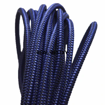 

5m/lot approx 5.1*5.1mm blue Leather Round Cord String Rope steel wire leather strands for Necklace Bracelet DIY Jewelry Making