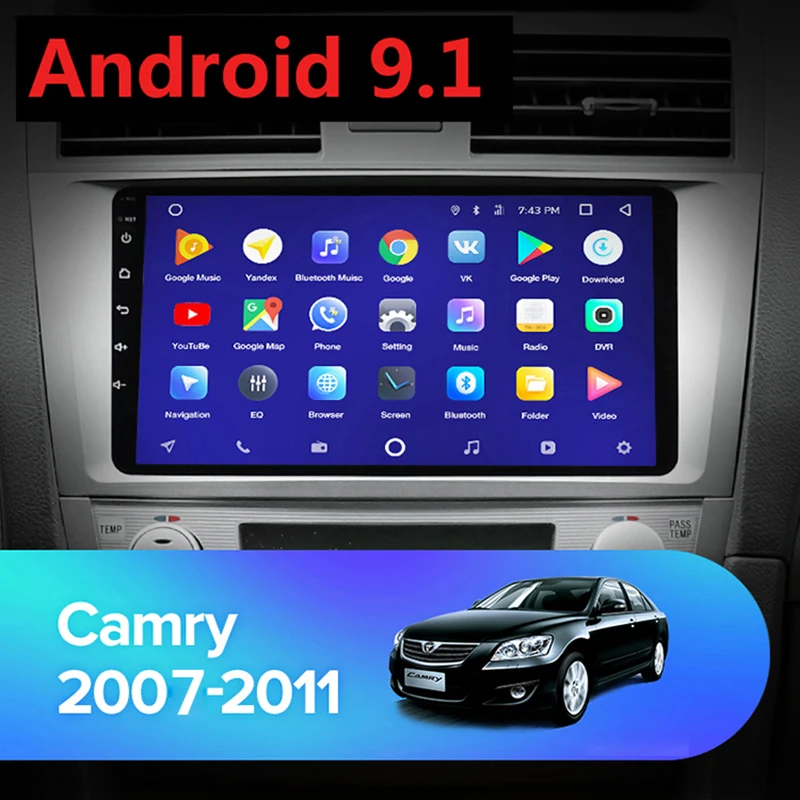 Автомагнитола для Toyota Camry 7 2 + 16 ГБ Android 9 1 GPS навигация din без dvd 40 50 2007