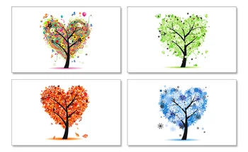 

Four seasons Giving Tree Spring Summer Autumn Winter Lovely Hand Painting art lenticular recycled recordable postcard30 pcs