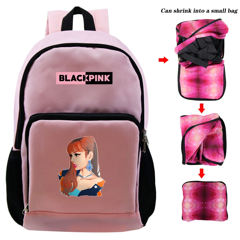

Pop Blackpimn Print Woman Man School Backpack Bag Travel Backpack Bagpack Students Daily Travel Folding Bookbag Bags Sac A Doc