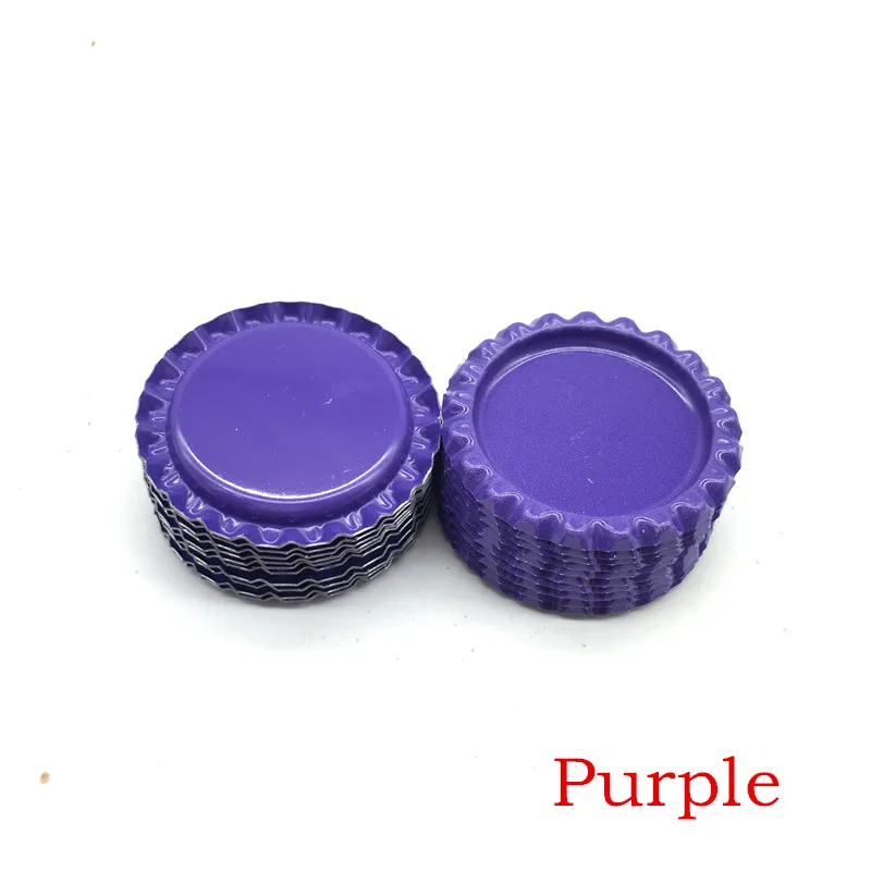Новое поступление, 24 цвета, с обеих сторон, металлические фланцевые крышки для бутылок без отверстий, плоские крышки для бутылок для ожерелья, украшения для волос - Цвет: Purple