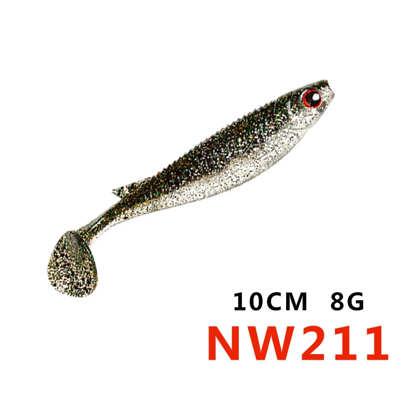 211 Noeby 5485 Shad Приманка T-tail мягкая 100 мм 8 г пластиковая приманка для ловли окуня щуки подходящая силиконовая соупле леурра жир T-TAIL гольян - Цвет: 211