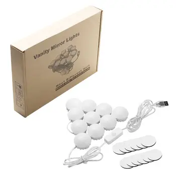 

10 LED Lamps Vanity Mirror Light Bulbs 5 Gear Brightness Adjustable Lighting Fixture String for Makeup Vanity Table Dressing