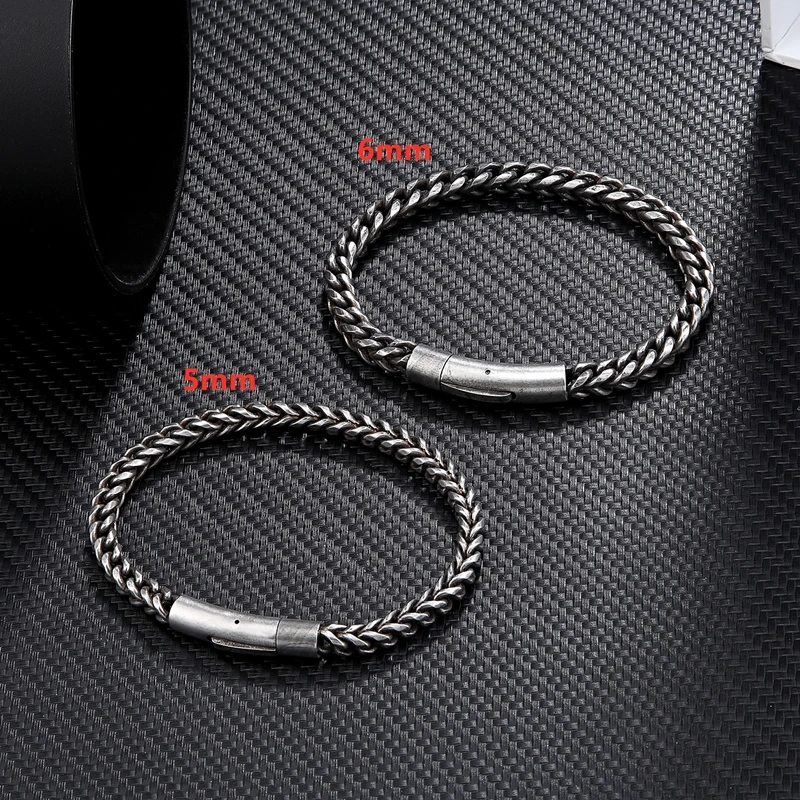 Oxidized Cool Curb Chain Bracelets for Men Stainless Steel Punk Rock - Image 3