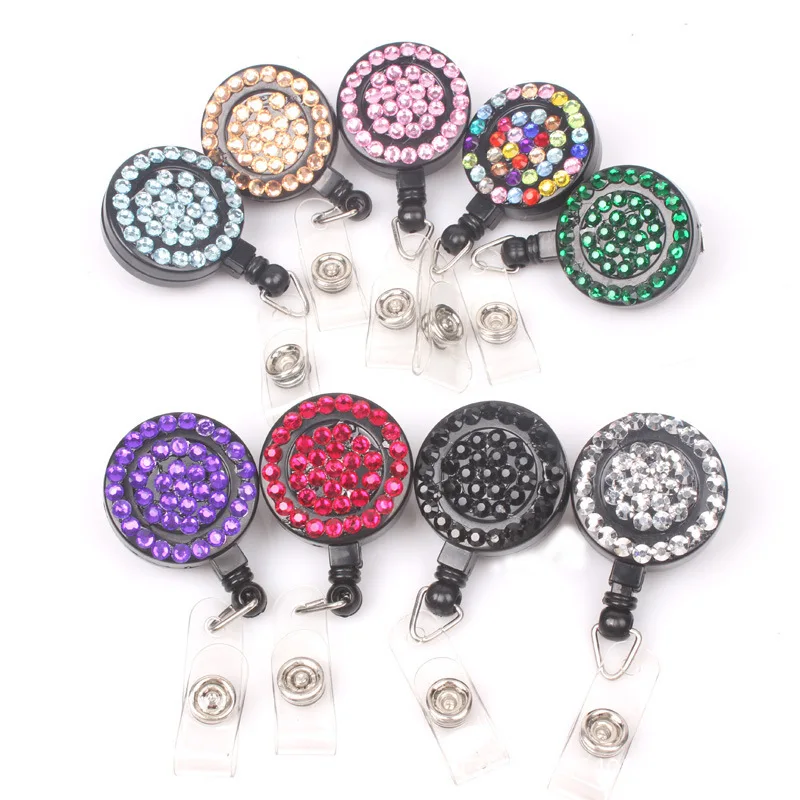 

New Design 1 Piece High Quality Rhinestone Retractable Nurse Badge Reel Fashion Doctor Students ID Card Badge Holder