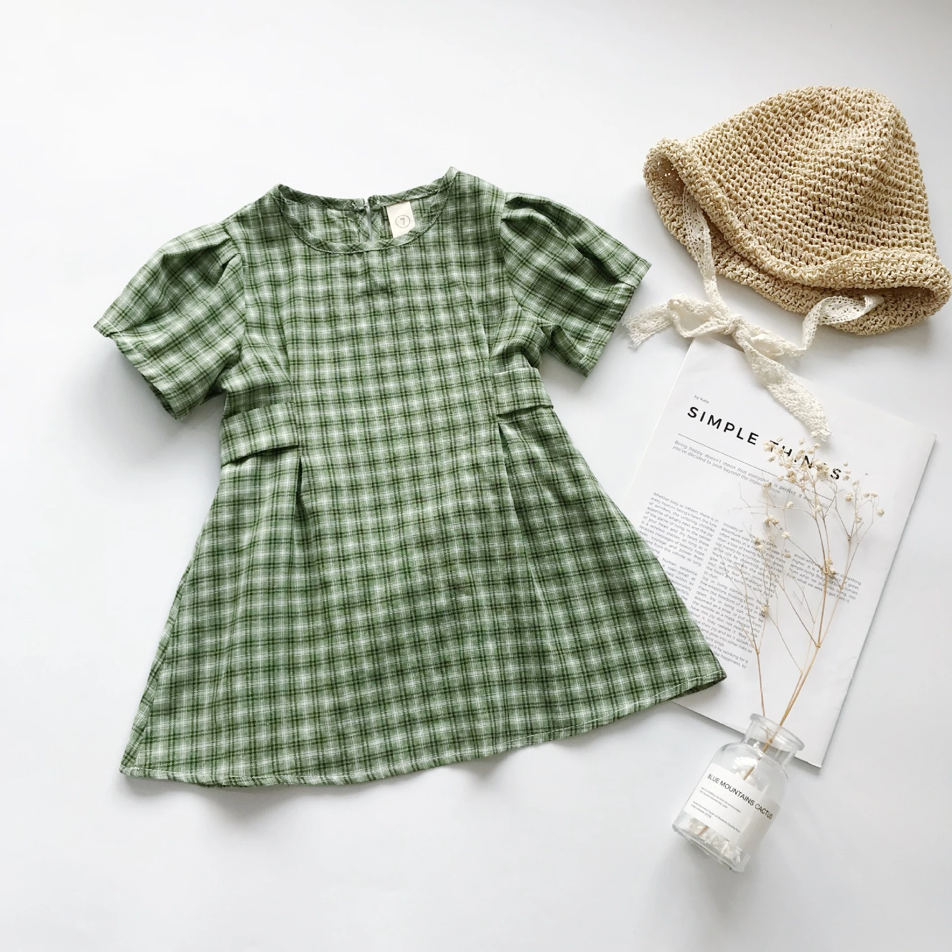 green plaid baby dress