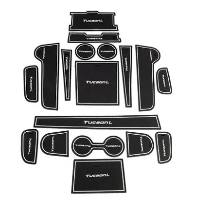 Door Groove Mats Gate Slot Pad For Hyundai Tucson NX4 2021 2022 Accessories Cup Cover Anti-slip Sticker Decoration Non-slip black white A