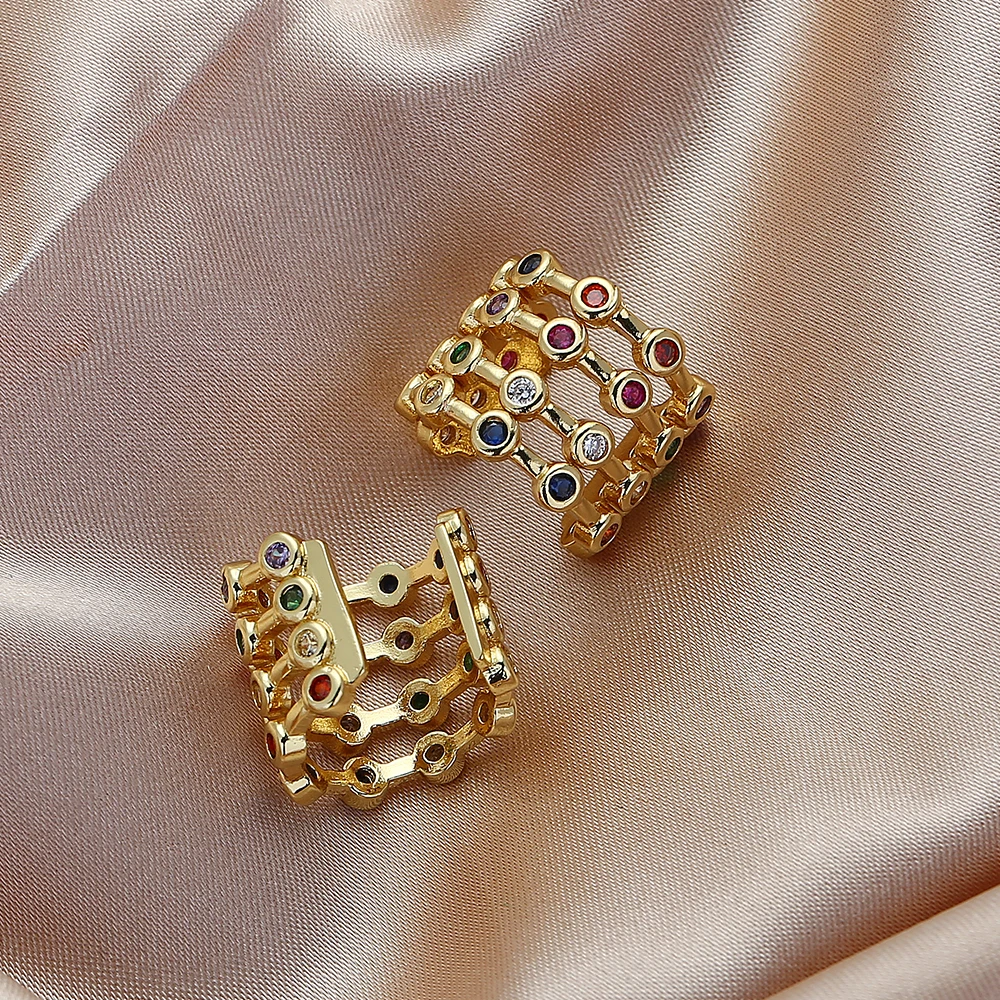 1 PCS Gold Multilayer C Shape Clip Earrings For Women Korean Fashion Without Piercing Ear Cuff Femme Jewerly Gifts 2021