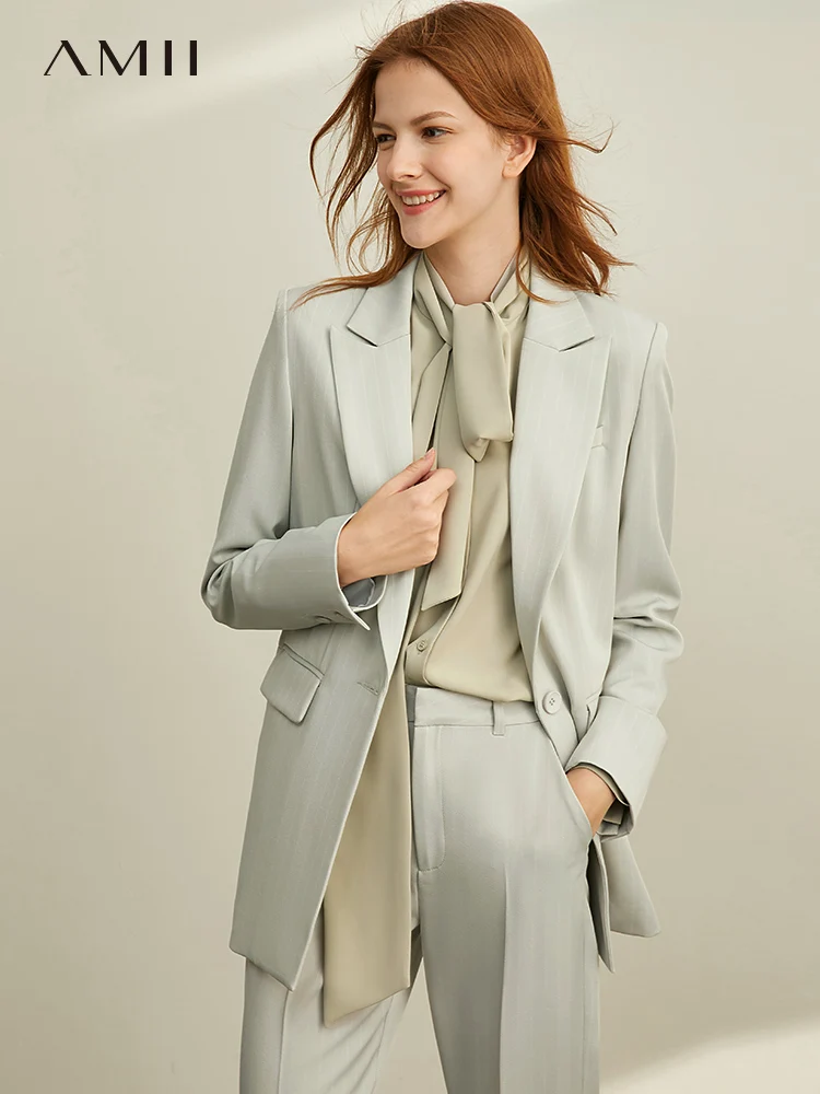 

Amii Minimalist Occidental Commuter Professional Suit, Leisure Nine-minute Pants Women's New Slender Stripe Suit for Autumn 2019