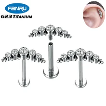 

G23 Titanium Piercing Stud Earrings Labret Hoop Zircon Helix Internal Thread Tragus Cartilage Lip Studs Body Perforated Jewelry