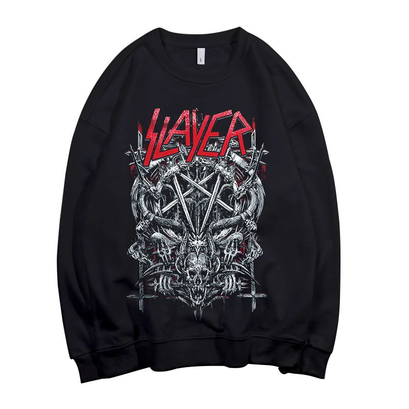 6 Дизайнов Slayer Pollover Толстовка Рок Толстовка тяжелый трэш металлическая группа sudadera уличная демонический череп флисовая верхняя одежда панк