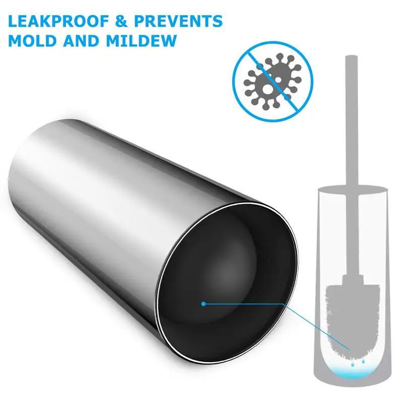Toilet Brush and Holder Set Good Grip Compact Stainless Steel Toilet Bowl Cleaner Brush Set for Bathroom(Polished