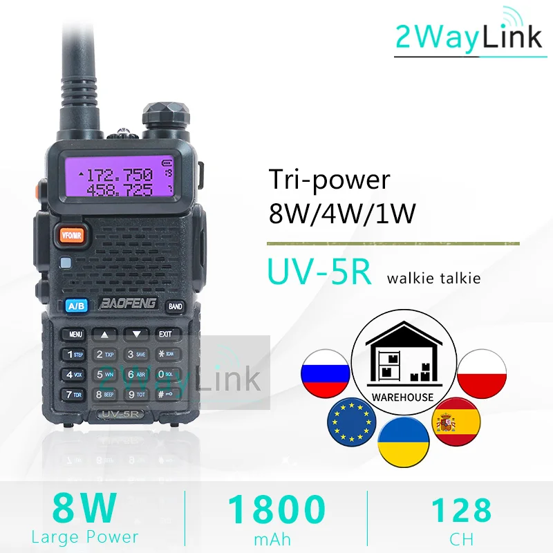 Walkie-Talkie Radio UV-5R UV-82 5W 8W 10-Km Hunting-Ham Optional