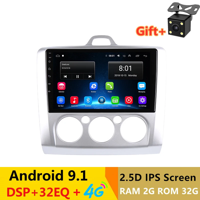 Discount 9" 2.5D IPS Android 8.1 Car DVD Multimedia Player GPS For ford focus 2 2006 07 2008 2009-2011 radio DSP 32EQ stereo navigation 0