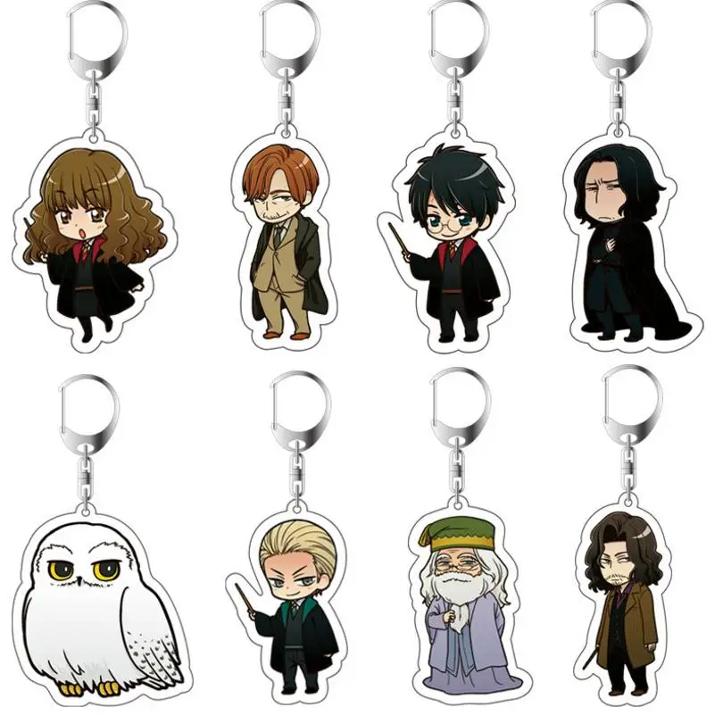 

HP Potter Acrylic Keychain Toy Dobby Hermione Granger Malfoy Potter Dumbledore Voldemort Action Figure Toys Party KeyRing Gifts