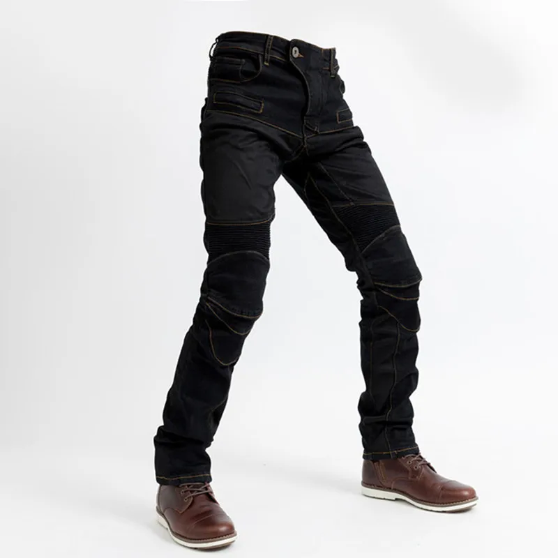 Мото-брюки мужские летние мотоциклетные джинсы защитные штаны джинсы для мотокросса с наколенниками