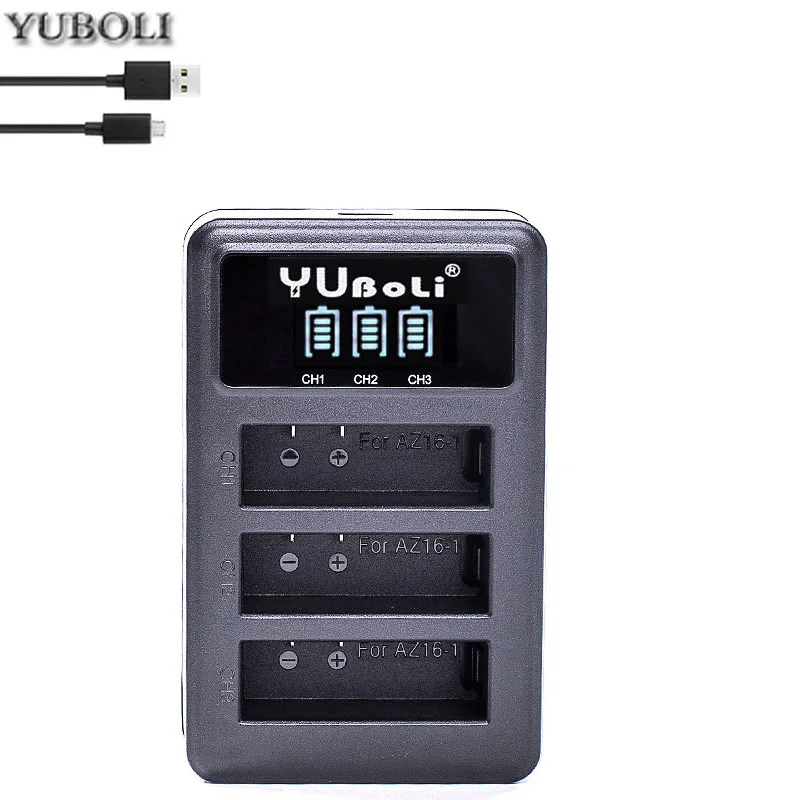 one charger 1400 мАч 3,85 В батарея AZ16-1+ светодиодный USB 3 слота зарядное устройство для Xiao mi Yi 2 4K батарея Xiao mi Yi Lite экшн-камеры - Цвет: one charger