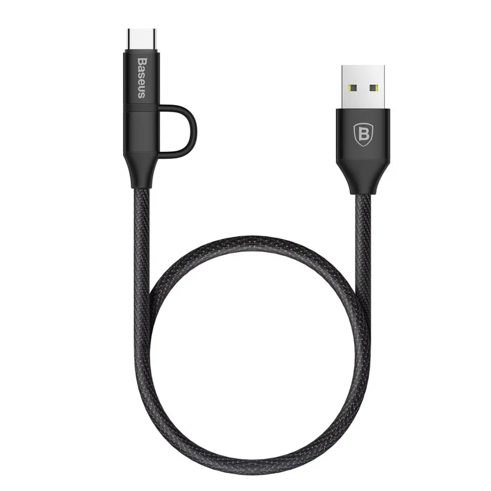 Baseus 2 в 1 кабель для передачи данных Micro USB Type C кабели 2A быстрой зарядки iPhone Android