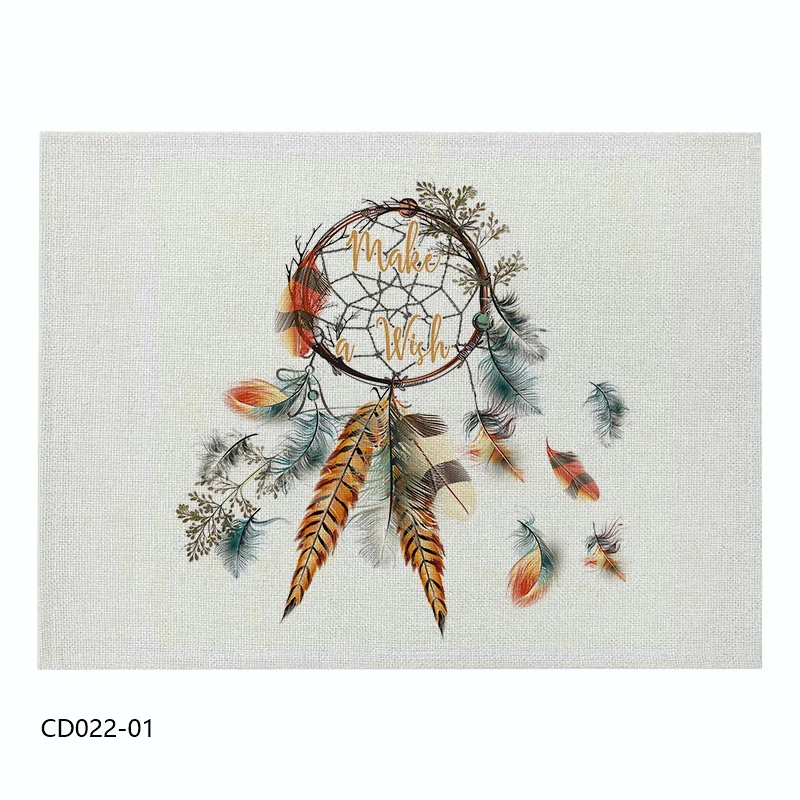 CD022-01 Перо в стиле бохо лен/хлопок место коврик кухня обеденный стол коврик чашка коврик подстаканник обеденный набор коврик скатерти коврик Отель домашний декор - Цвет: CD022-01
