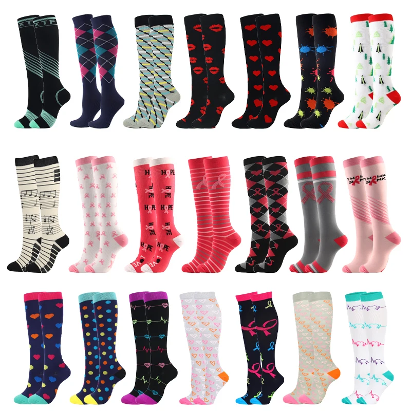 

2021 New Cycling Garter Pattern Compression Stockings Natural Walking Marathon Men's Outdoor Sports Gifts Sports Socks Diabetes