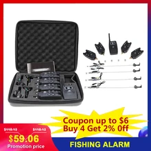 Lixada Беспроводная рыболовная сигнализация, оповещение о укусах, Pesca Bell, 4 1 приемник+ 4 цепи, вешалка, свингер, цифровой светодиодный, для ловли карпа