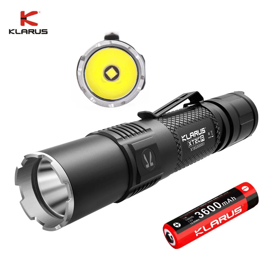 2020 KLARUS XT2CR Rechargeable Tactical Flashlight CREE XHP35 HD E4 LED Flashlight 1600 LM with 18650 Battery for Police Hiking