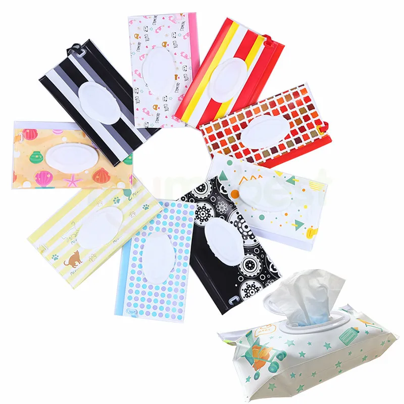 Sac de serviette humide de voyage | 6 pièces/paquet pour bébé, couverture de papier réutilisable et humide, conteneur de serviettes humides de voyage à l'extérieur, envoyé couleur aléatoire (lot de 6)