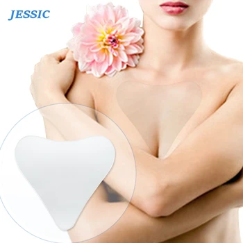 

JESSIC Silicone Chest Pads Anti Wrinkle Reusable Anti Aging Chest Pad Transparent Breast Care Triangle Sticker Tighten Lift