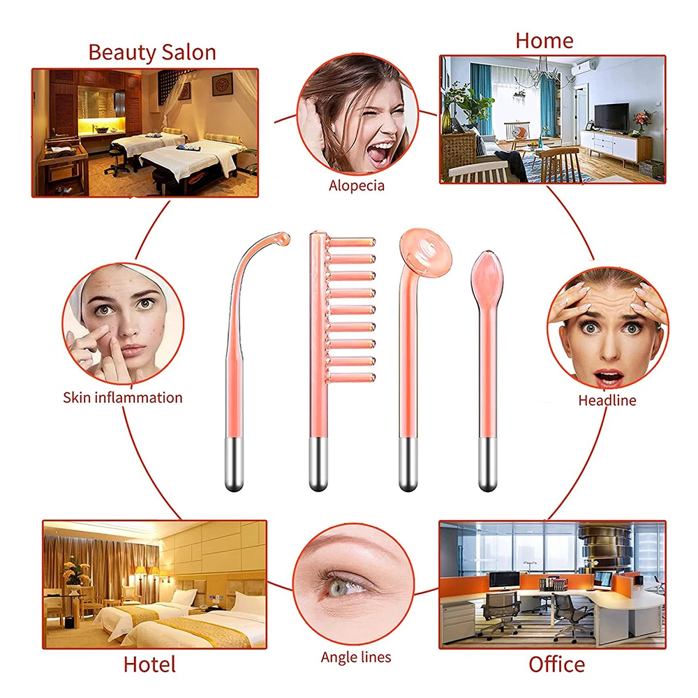 4 In1High Frequency Skin Beauty Device Machine w/Neon&ndash;Anti-Aging-Skin Tightening-Wrinkle Reducing-Dark Circles&ndash;Blemish Control