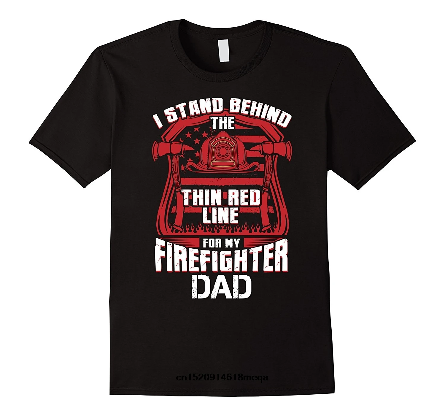 funny t shirts Thin Red Line Firefighter Dad Shirt With Helmet and Axes Short Sleeve T-Shirt |