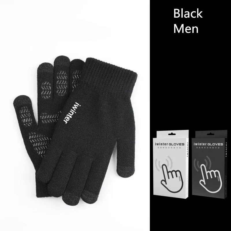 Fashion Touch Screen Gloves Men Women Winter Warm Knitting Mittens Anti Slip Thicken Full Finger Guantes