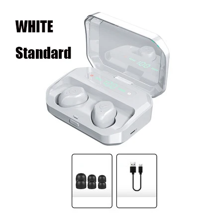 white standard FEERED TWS Blutooth 5,0 беспроводные наушники 9D стерео IPX7 водонепроницаемые наушники с 2200 мАч Charing чехол светодиодный дисплей Elair pro - Цвет: white standard