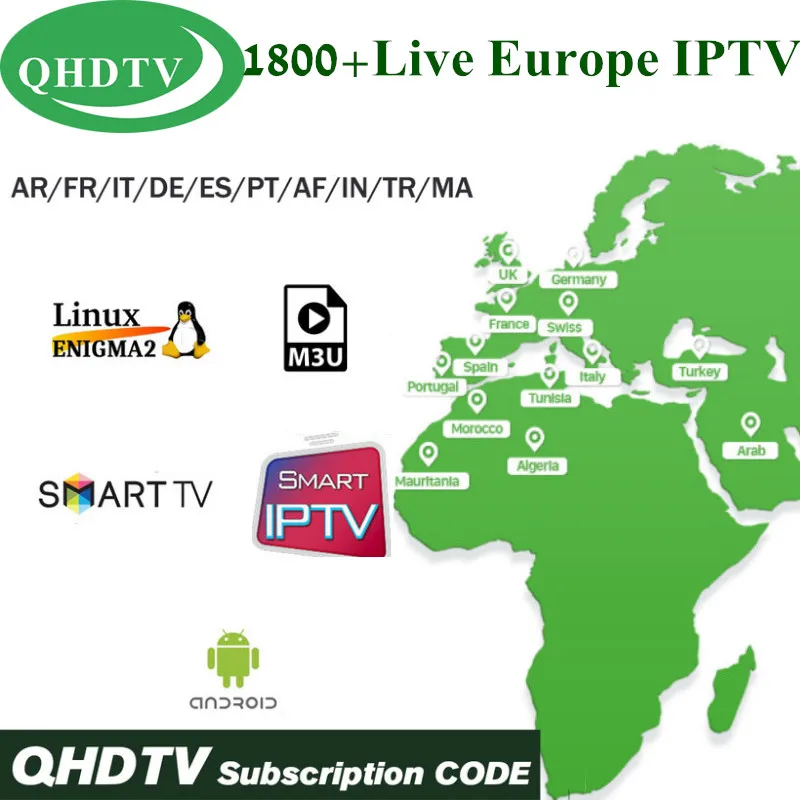 QHD tv код 1 год французский арабский Netherland Европейский Франция IP tv подписка QHD tv Android tv Box Smart M3U IP tv