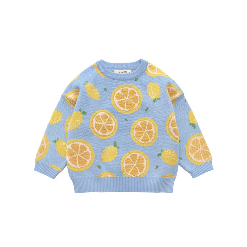 Tonytaobaby/новая осенне-зимняя одежда для мальчиков и девочек; Детские свитера с рисунком арбуза и лимона; Детские свитера; свитер для девочек