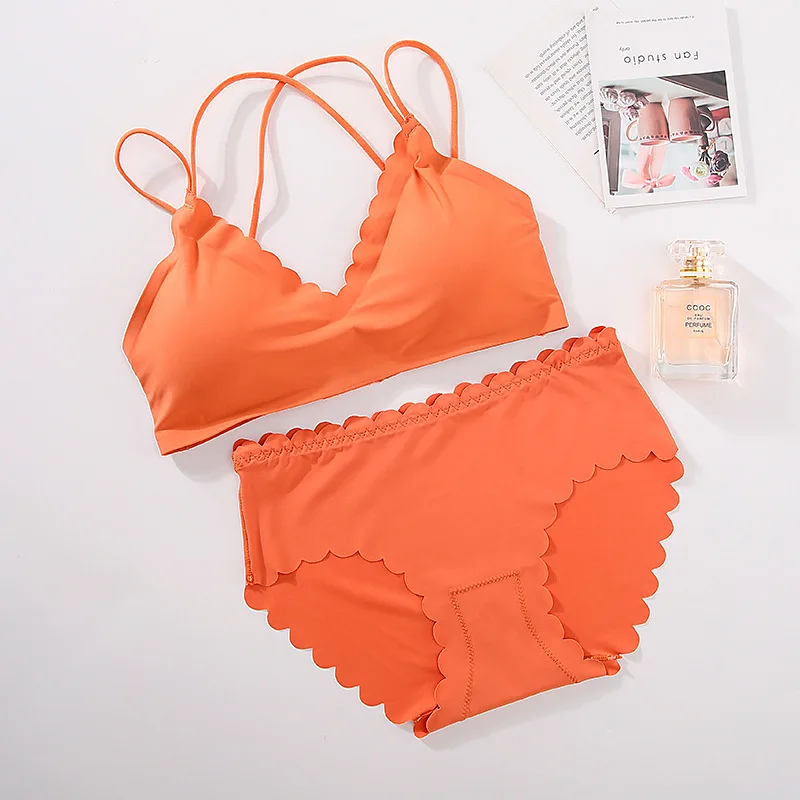 

Women Thin Bra Set Cross Strap Sexy Lingerie Set Sports Push Up Bra Seamless Underwear Set