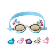 Cute Unicorn Shape Children Kids Silicone Transparent Swim goggles Waterproof Eyewear Anti-Fog Glasses For Pools Swimming