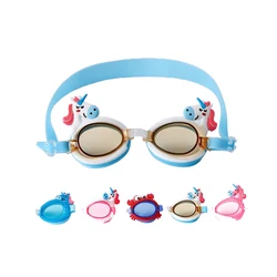 Cute Unicorn Shape Children Kids Silicone Transparent Swim goggles Waterproof Eyewear Anti-Fog Glasses For Pools Swimming