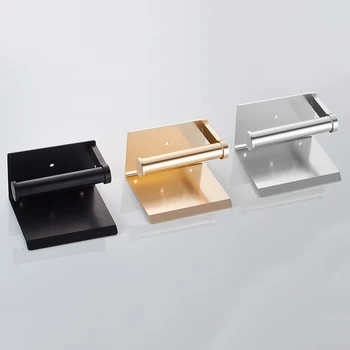 

Toilet Paper Holder with Shelf Wall Mounted Mobile Phone Paper Towel Holder Decorative Bathroom Roll Paper Holder Black