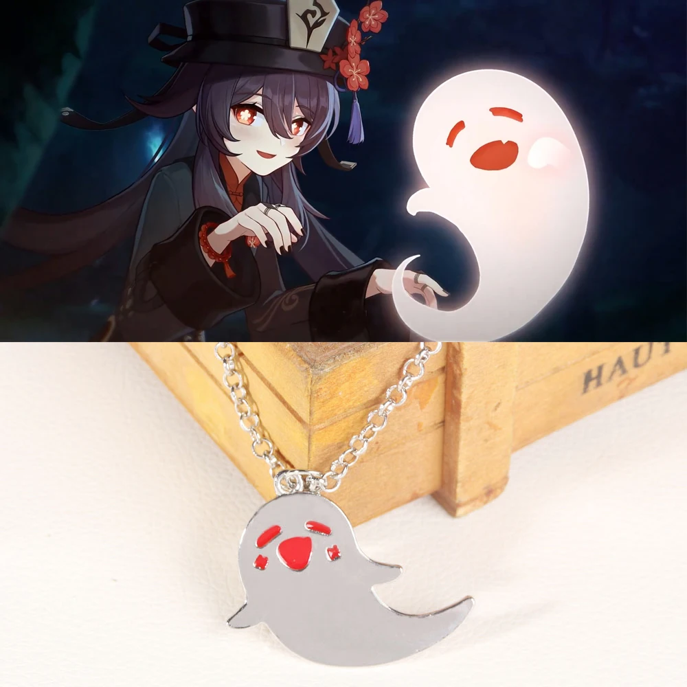 Genshin Impact Pendant Necklace Hu Tao Cute Ghost Cosplay for Women Men Jewelry Gift | Украшения и аксессуары